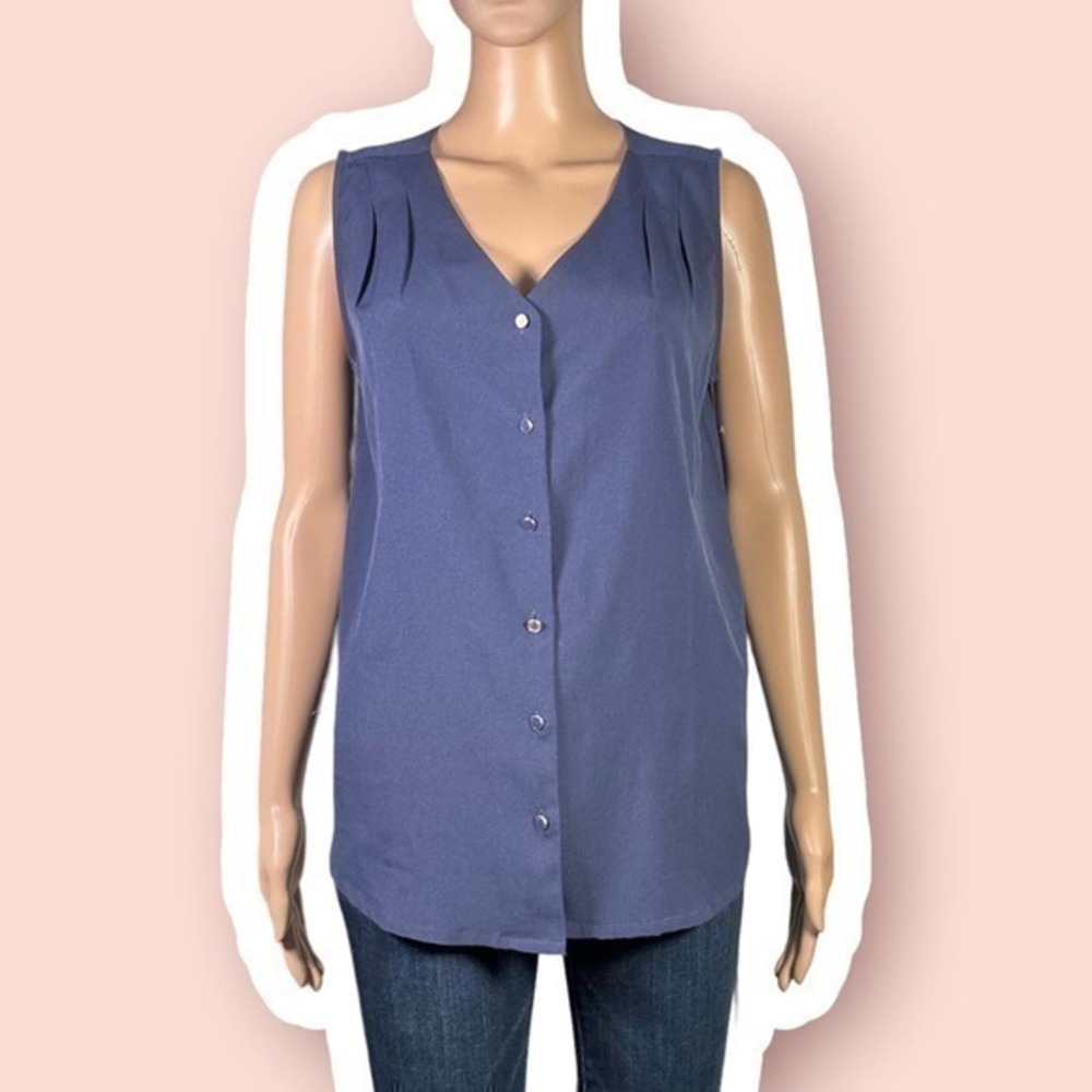 Tommy Hilfiger Suit Jacket-Like Blue Button Front Top Size Medium - "Susana"